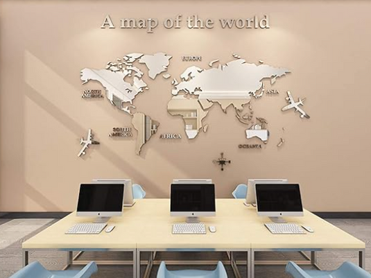 Acrylic 3D Wall Decor World Map Wall Decar for Office Decoration (Large)